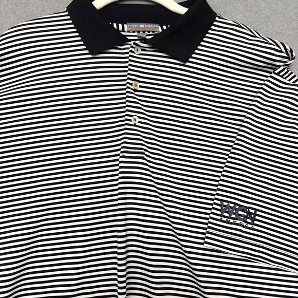 Peter Millar Other - Peter Millar Summer Comfort Sz L Black White Striped Golf Performance Shirt